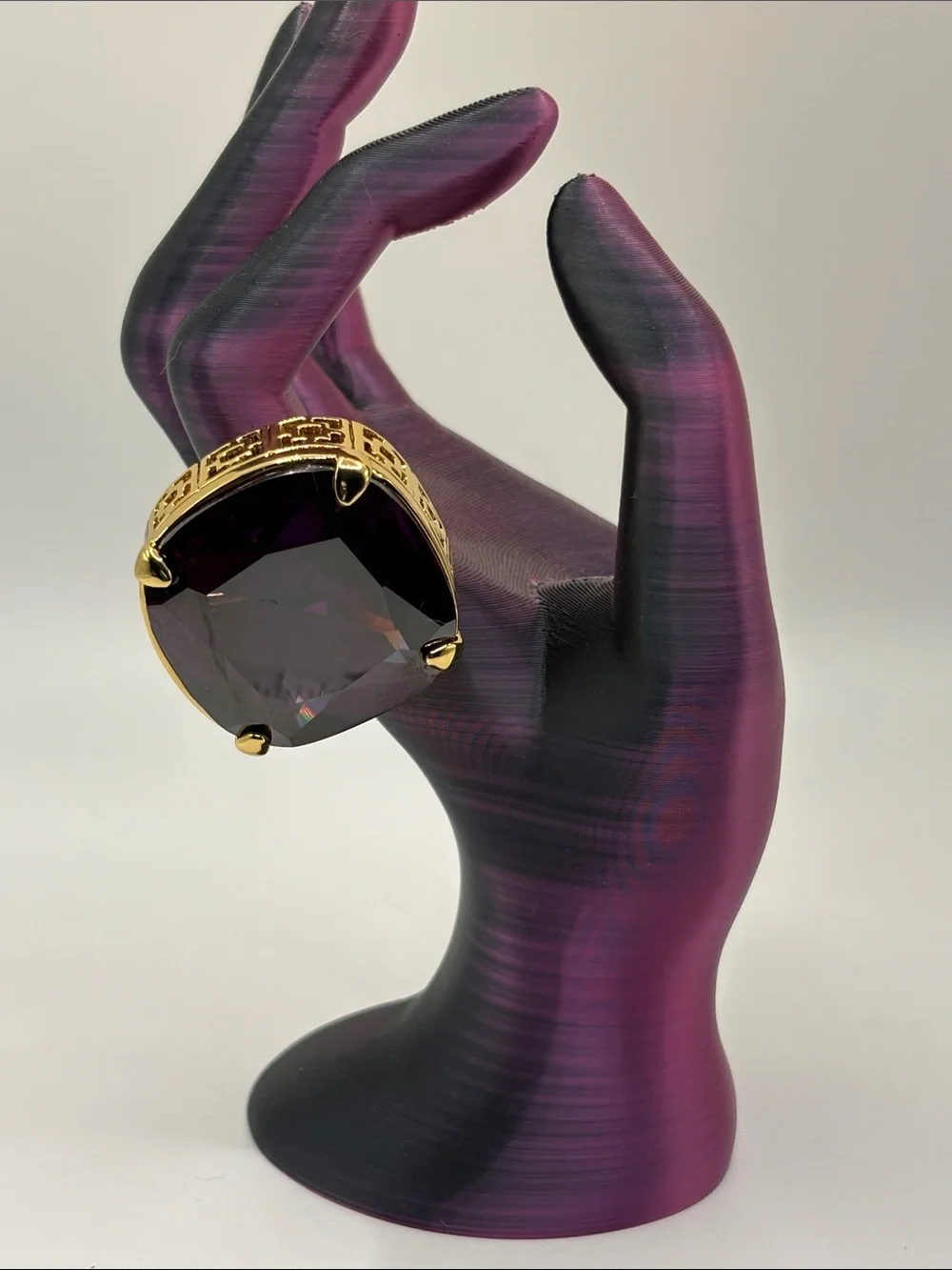 Trina Turk Statement Gold-Tone Ring with Large Amethyst Glass Stone